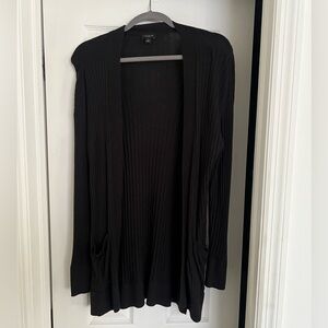 Ann Taylor Factory Black Ribbed Cardigan Sweater Small